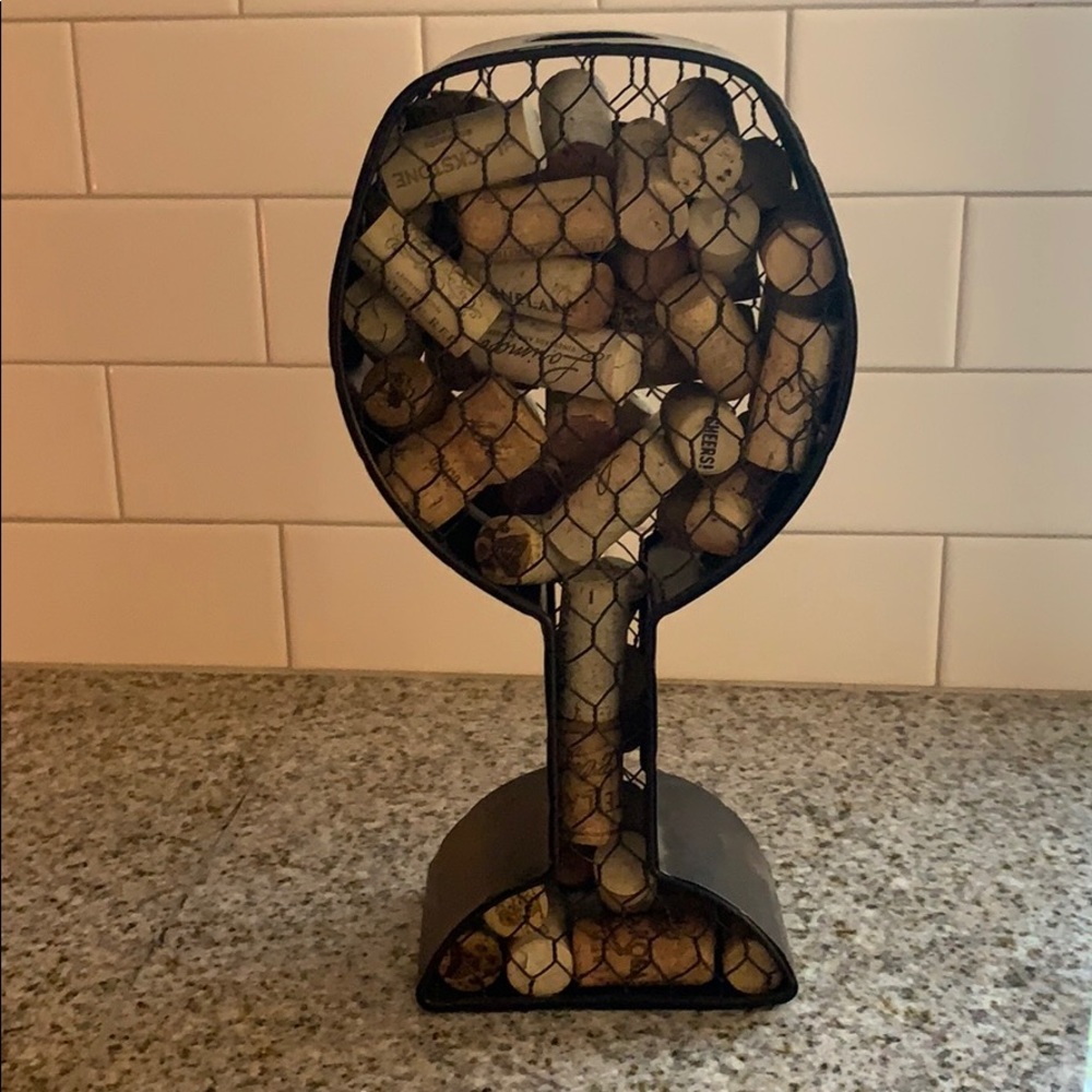 Pottery Barn Black Metal Wine Cork Display Stand with Olive Accent - Picture 3 of 5